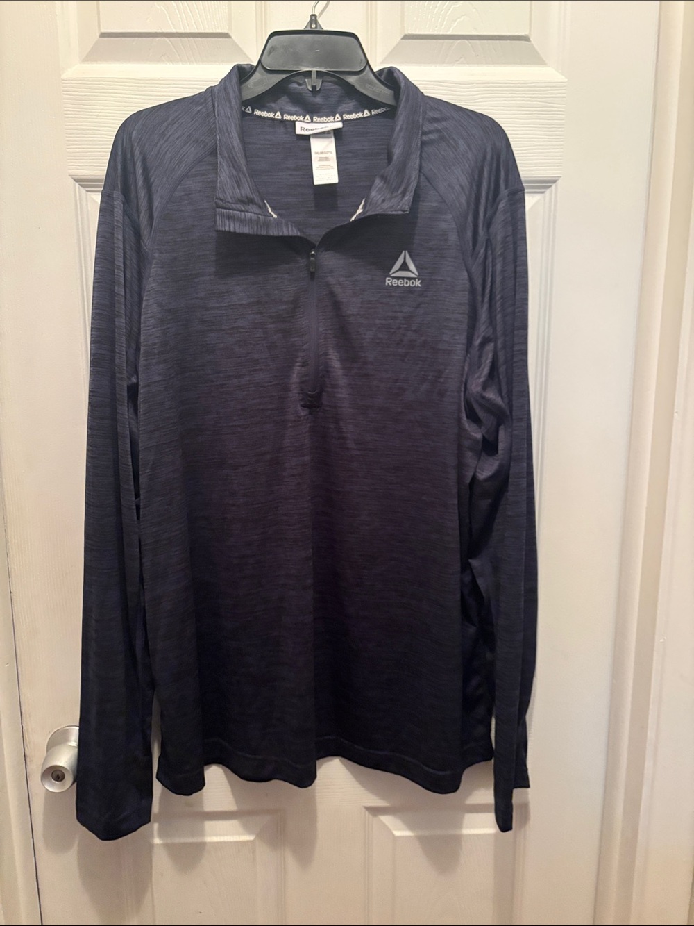 Reebok Men’s Dark Navy Quarter-Zip Long Sleeve Performance Top